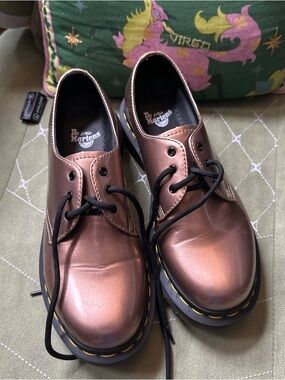 Dr. Martens Metallic Bronze 3-Eye Lace-Up Shoes